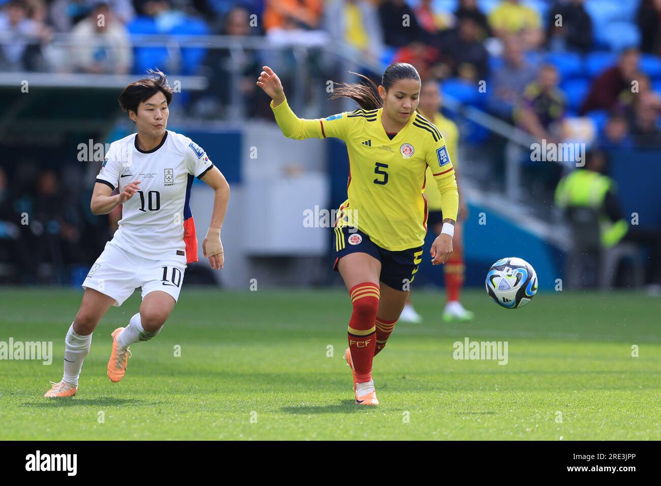 Sydney, Australia. 25th July 2023; Sydney Football Stadium, Sydney, NSW, Australia: FIFA Womens World Cup Group H Football, Colombia versus Korea Republic; Lorena Bedoya of Columbia clears the ball out of the defence Credit: Action Plus Sports Images/Alamy Live News Stock Photo