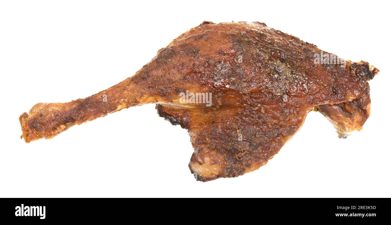 Roast duck leg isolated on white background Stock Photo - Alamy