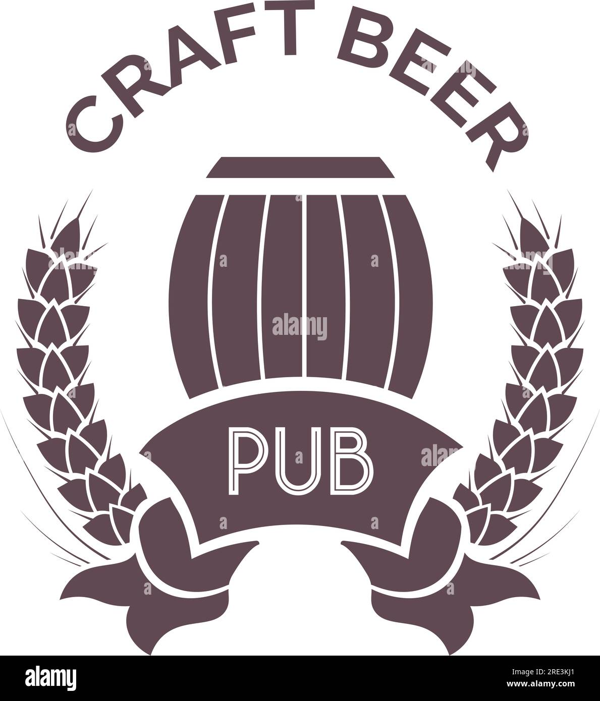 Pub With Craft Beer Emblem Silhouette Label Or Logotype For Package Of