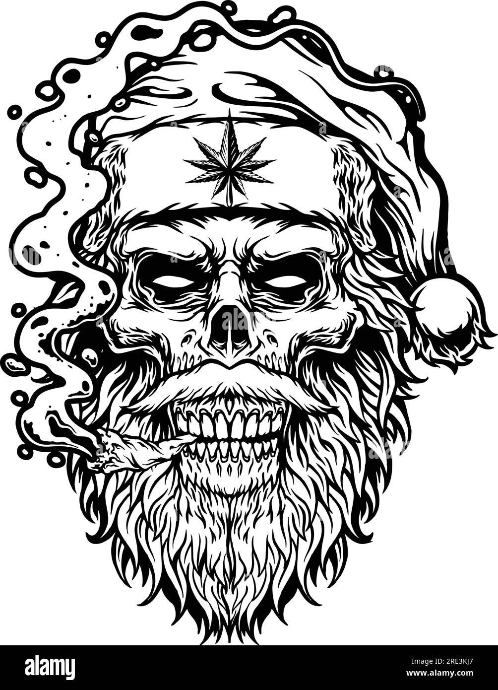 High holidaze zombie santa and cannabis dreams vector illustrations for your work logo, merchandise t-shirt, stickers and label designs, poster, greet Stock Vector