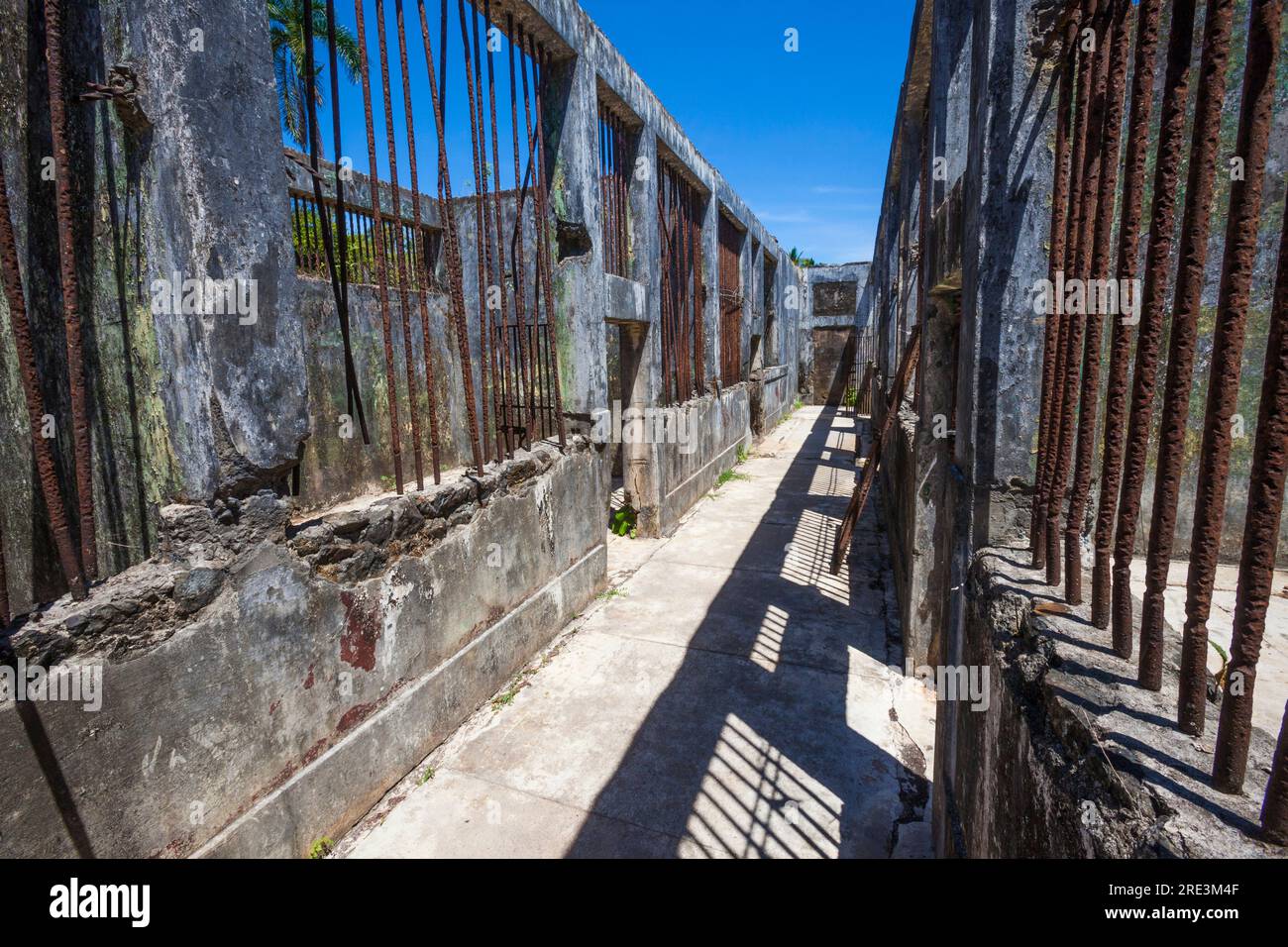 Inside the old prison at Isla de Coiba, Pacific coast, Veraguas Province, Republic of Panama, Central America. Stock Photo