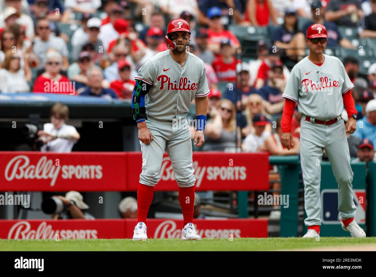 Philadelphia Phillies first basemen Bryce Harper (3) takes a lead off