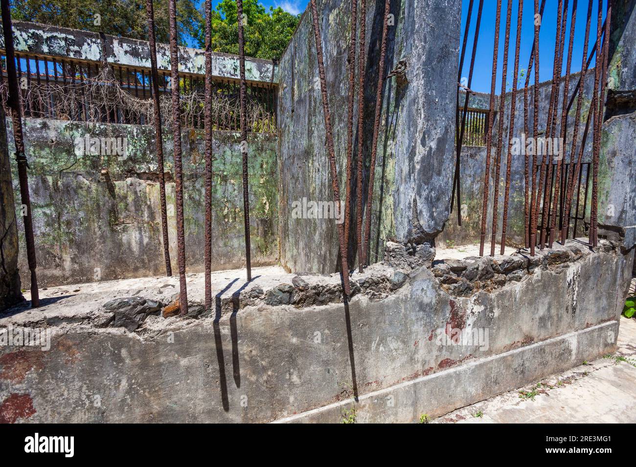 Inside the old prison at Isla de Coiba, Pacific coast, Veraguas Province, Republic of Panama, Central America. Stock Photo
