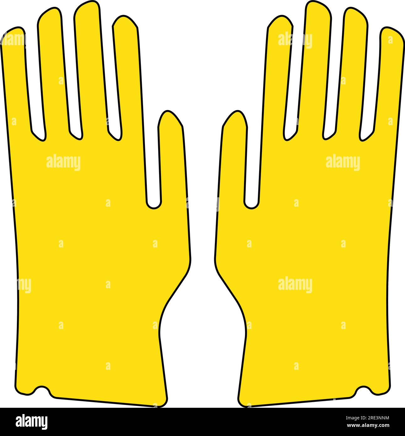 A pair of yellow rubber industrial gloves Stock Vector