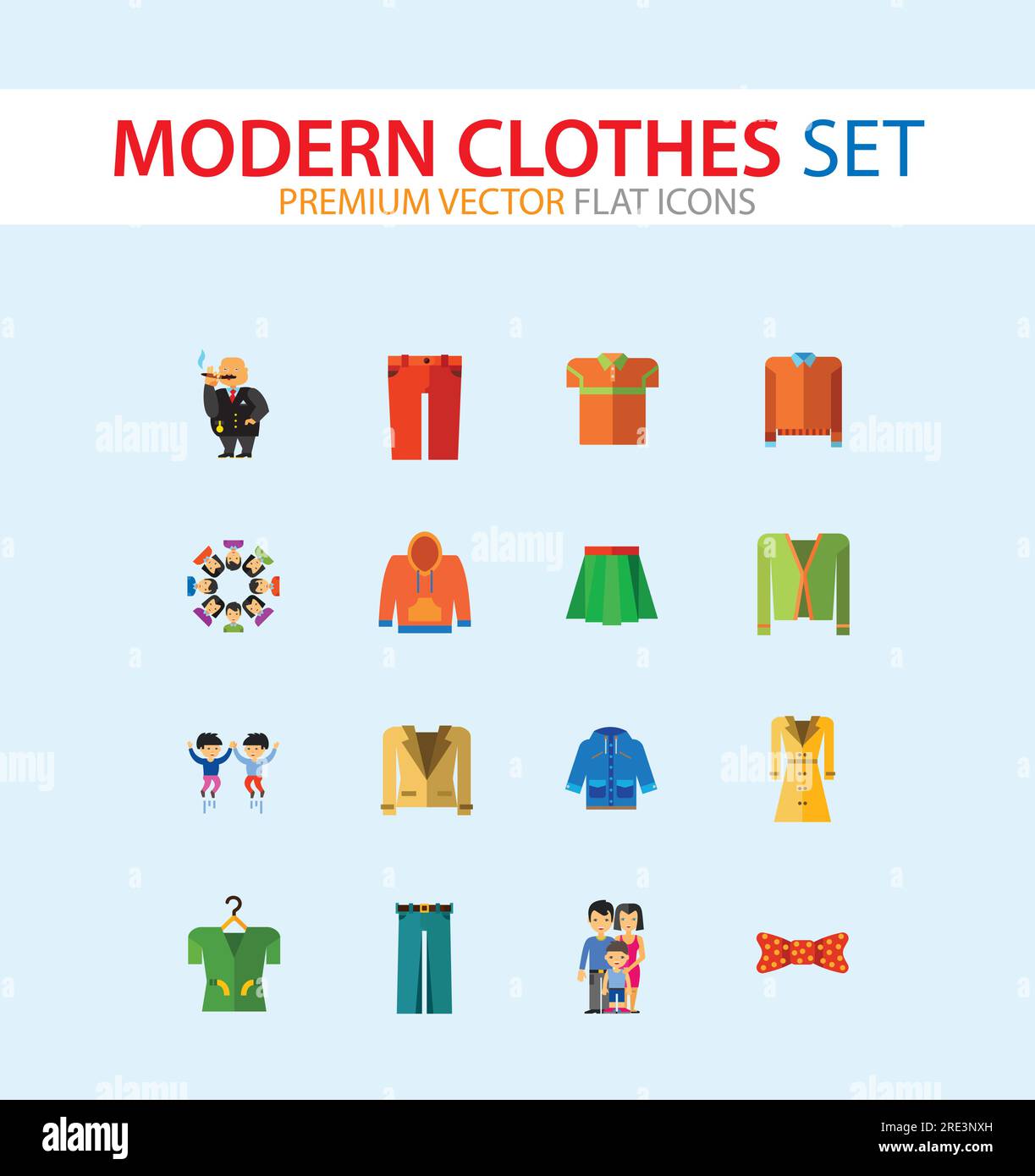Modern Clothes Icon Set Stock Vector