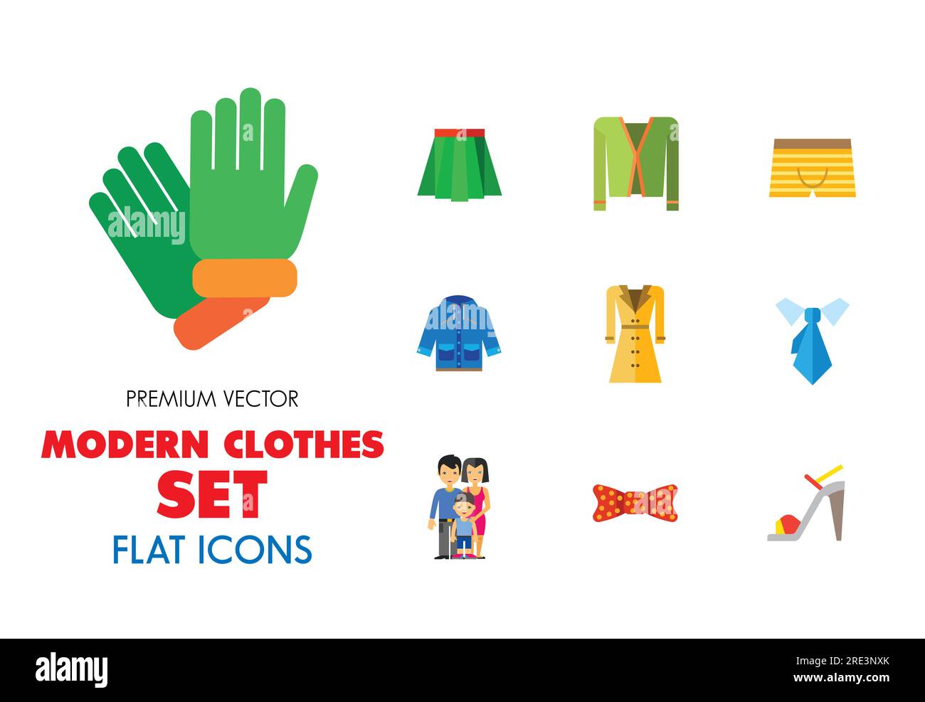 Modern Clothes Icon Set Stock Vector