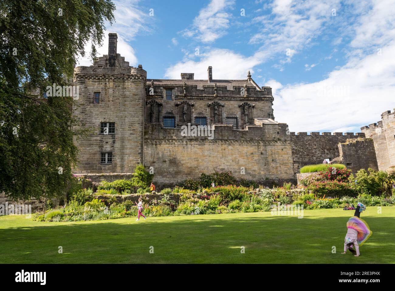 The Queen Anne Garden at Stirling Castle dates from the 1400s. The gardens were transformed into a bowlng green in the early C17th. Stock Photo