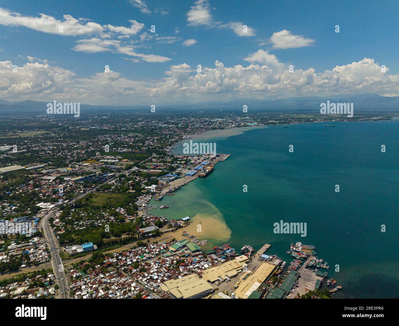 Residential buildings in coastline of General Santos. Cityscape. Mindanao, Philippines. Stock Photo