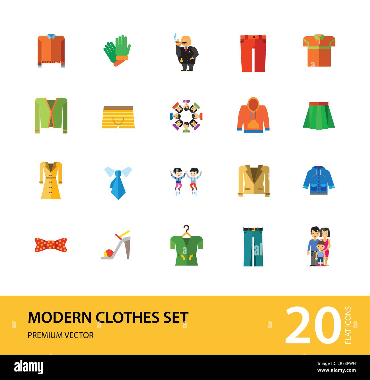 Modern Clothes Icon Set Stock Vector