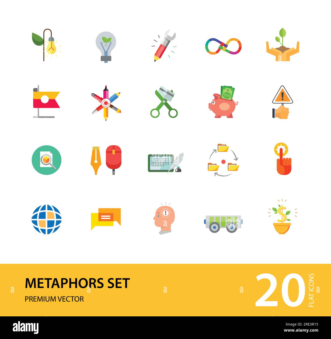Metaphors flat icons set Stock Vector Image & Art - Alamy