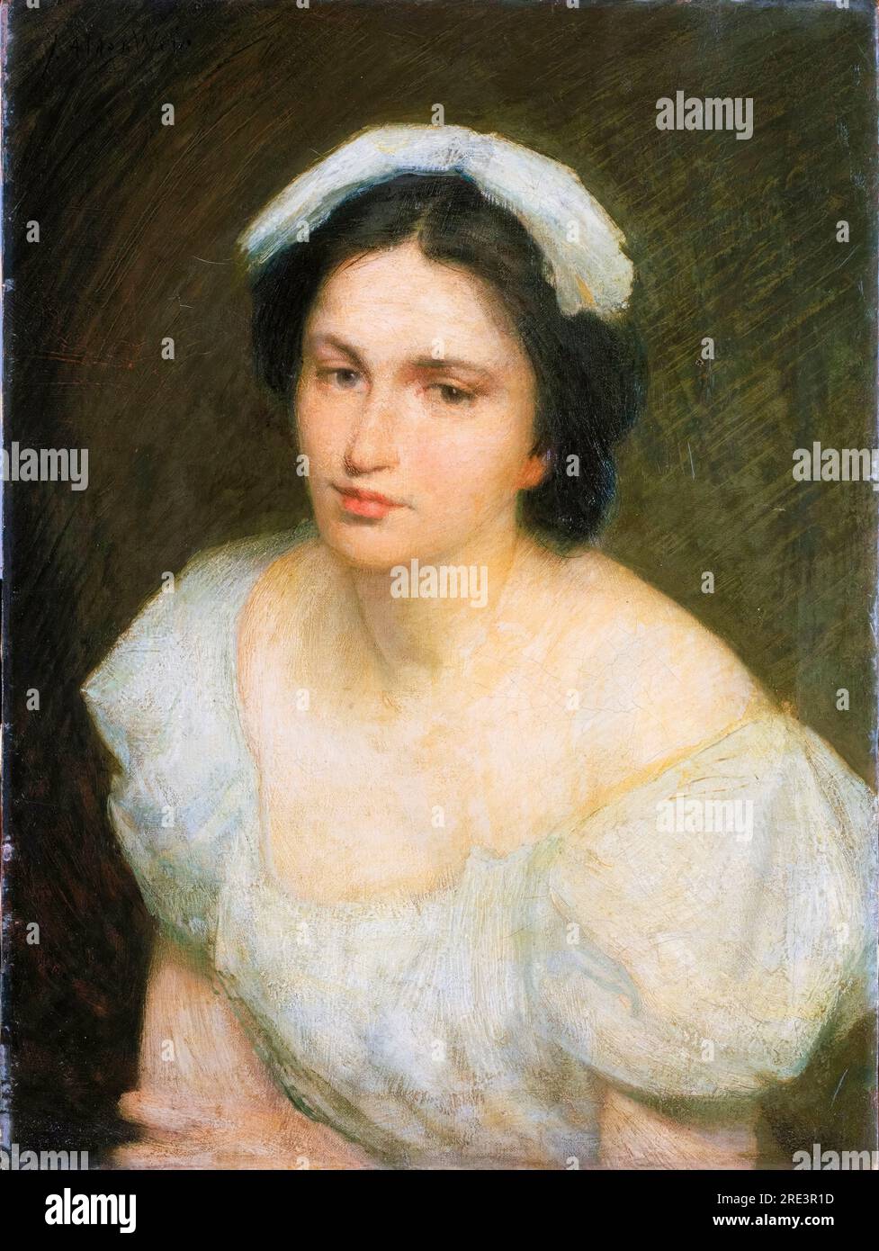 Julian Alden Weir, An Alsatian Girl, portrait painting in oil on canvas