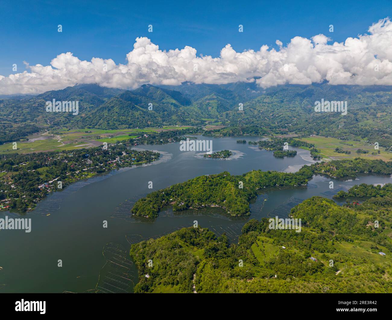 Lake Sebu in South Cotabato, Philippines. Tropical Landscape with blue sky and clouds. Mindanao. Stock Photo
