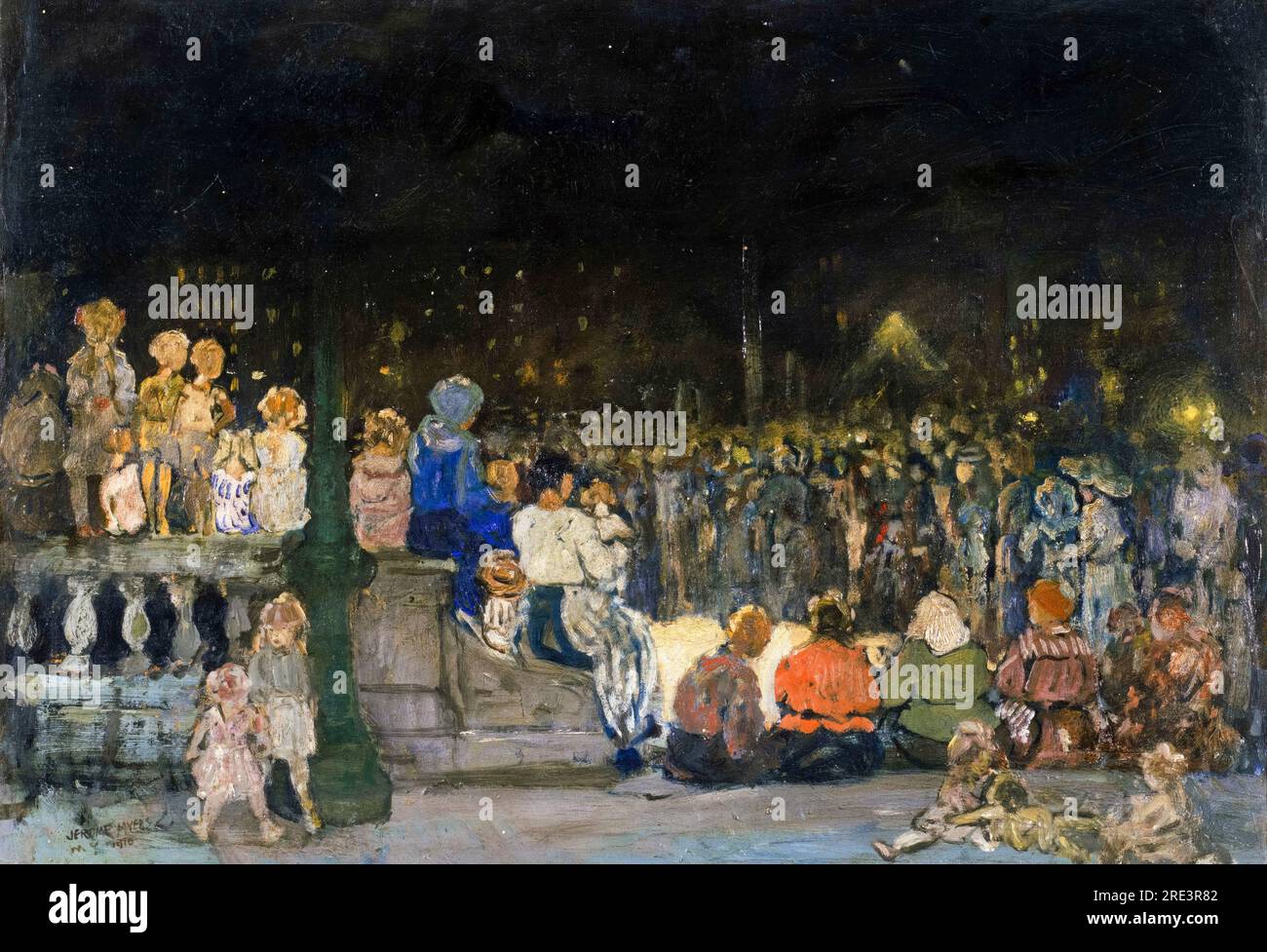 Jerome Myers, Band Concert Night, painting in oil on canvas, 1910 Reworked 1916 Stock Photo