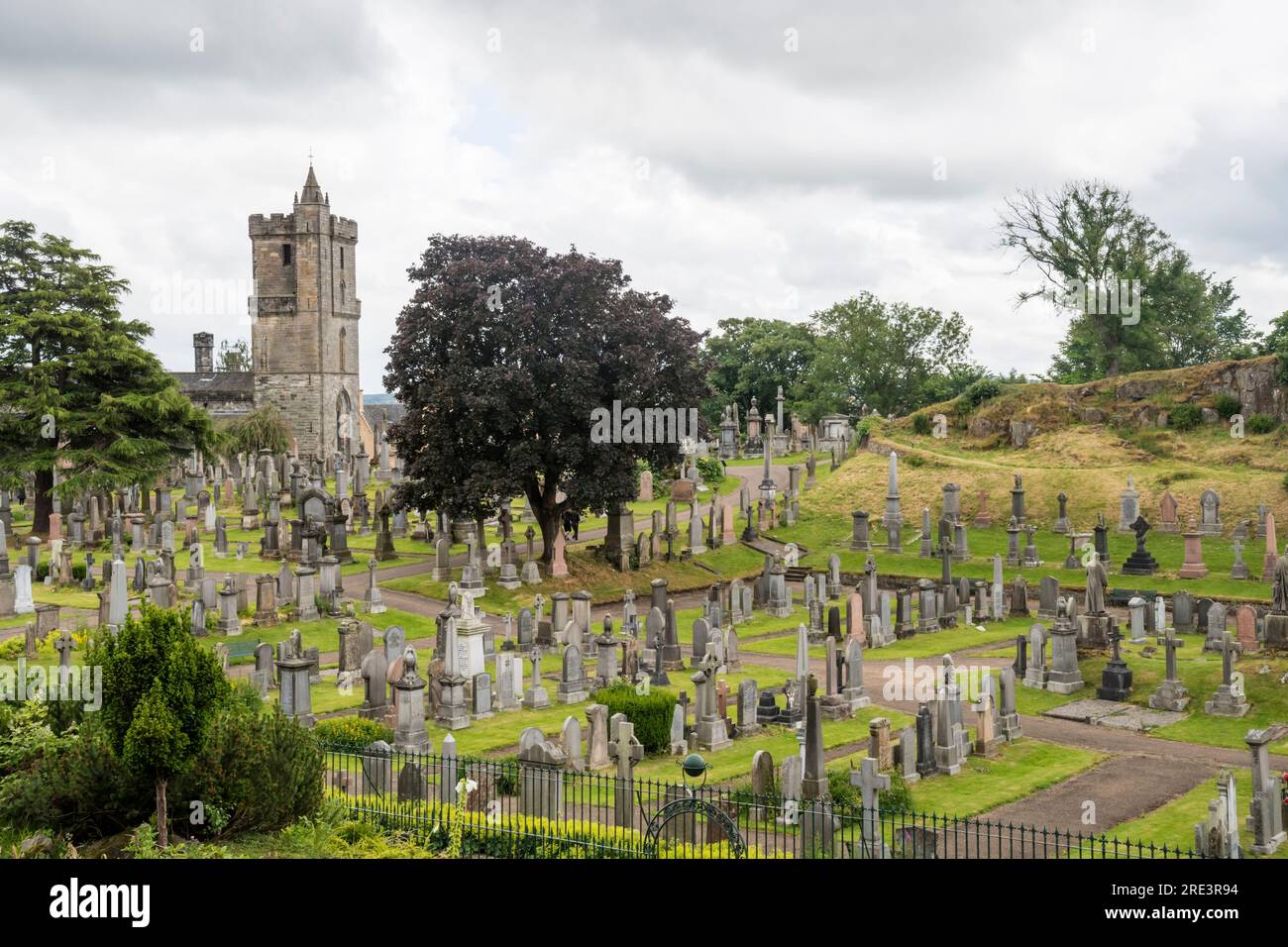 Church of the Holy Rude seen across the Old Town Cemetery, Stirling. Stock Photo