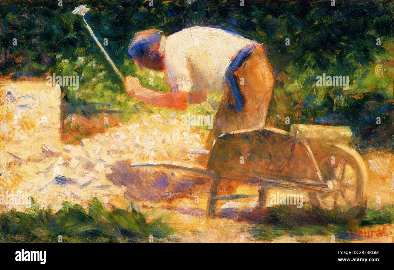 Georges Seurat, The Stone Breaker, painting in oil on panel, 1882 Stock Photo