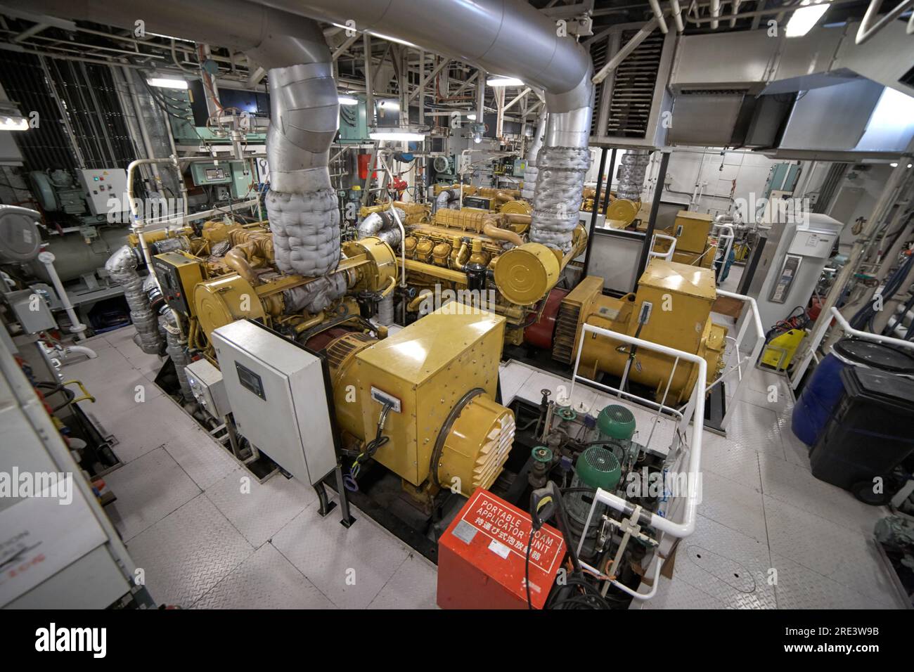 Layout of Engine room with diesel engines and generators Stock Photo