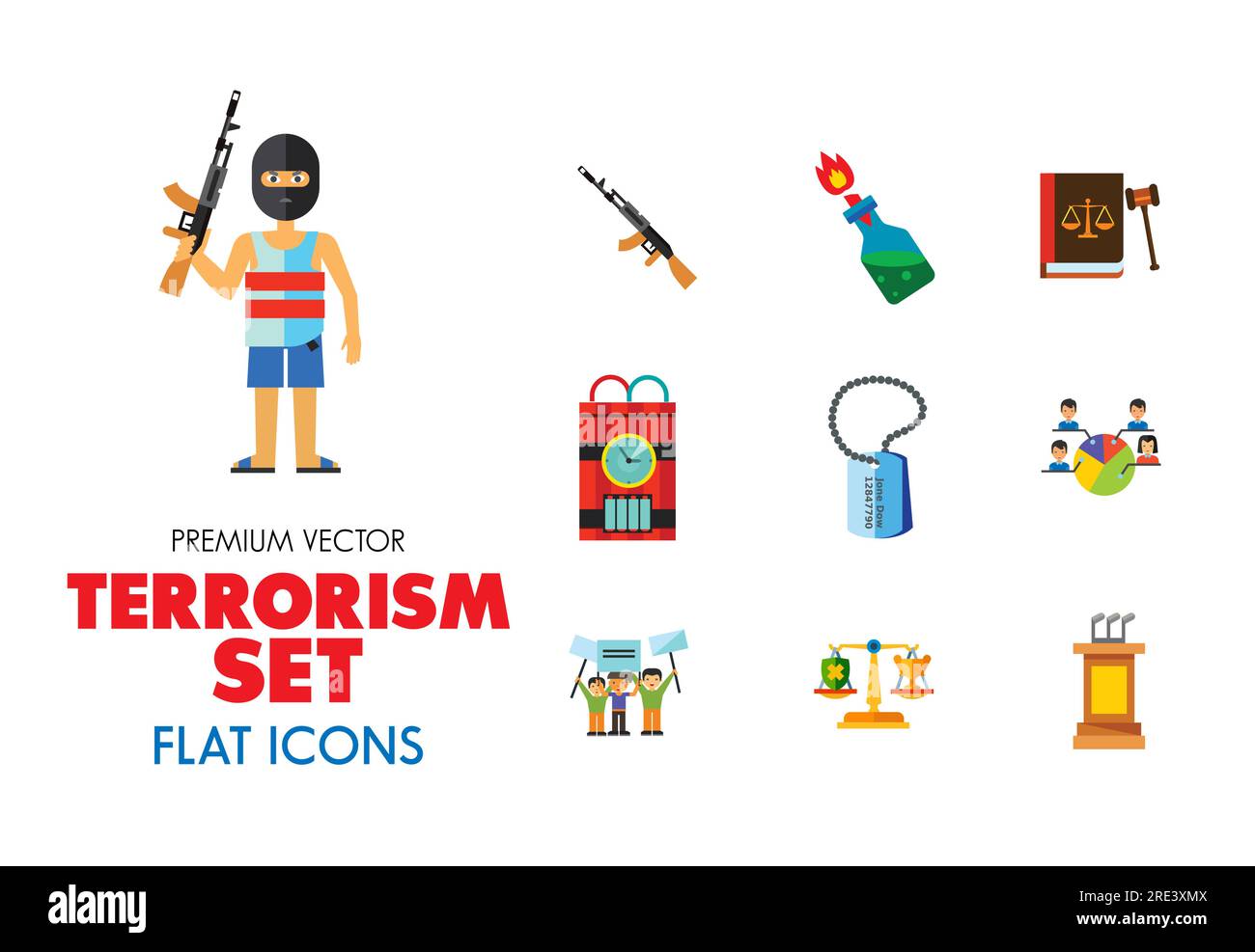 Terrorism Icon Set Stock Vector