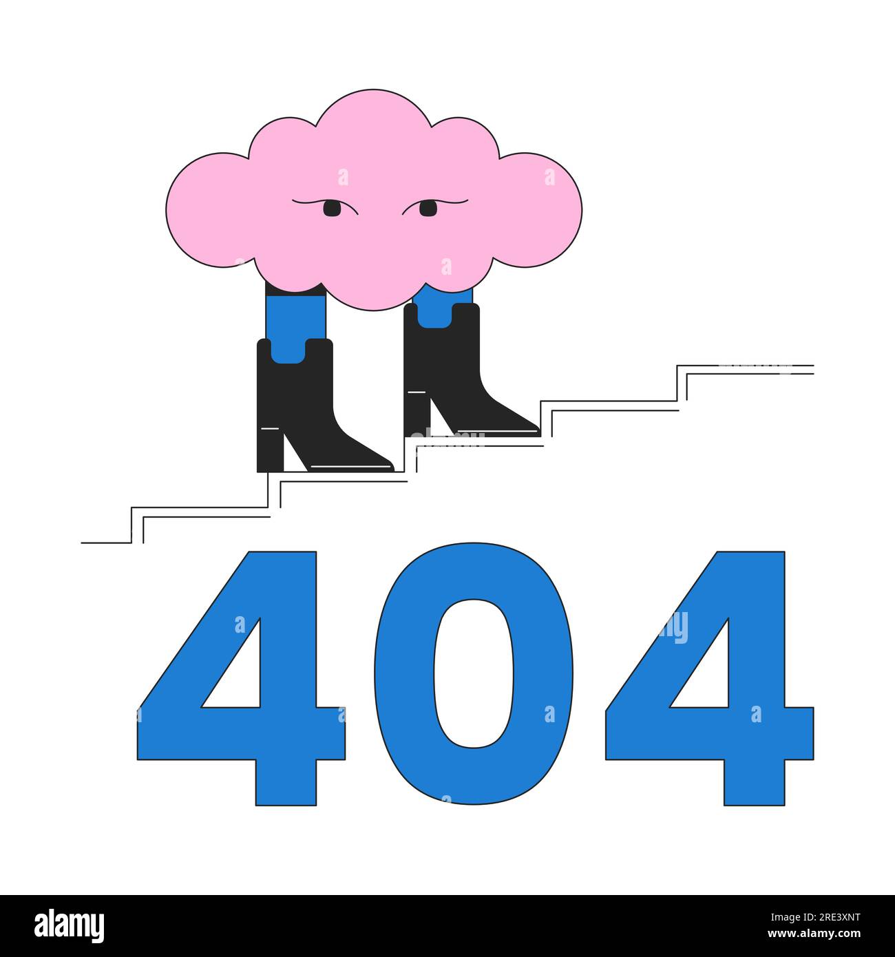 Surreal cloud walking in boots error 404 flash message Stock Vector