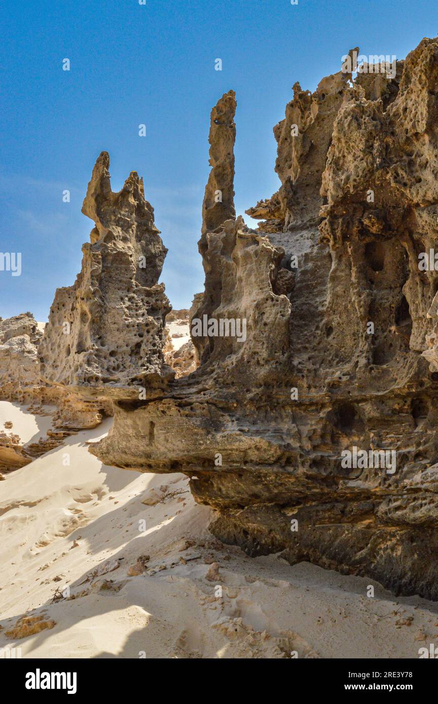 Rock formation, Praia de Varandinha, Boa Vista Island, Cape Verde Stock ...
