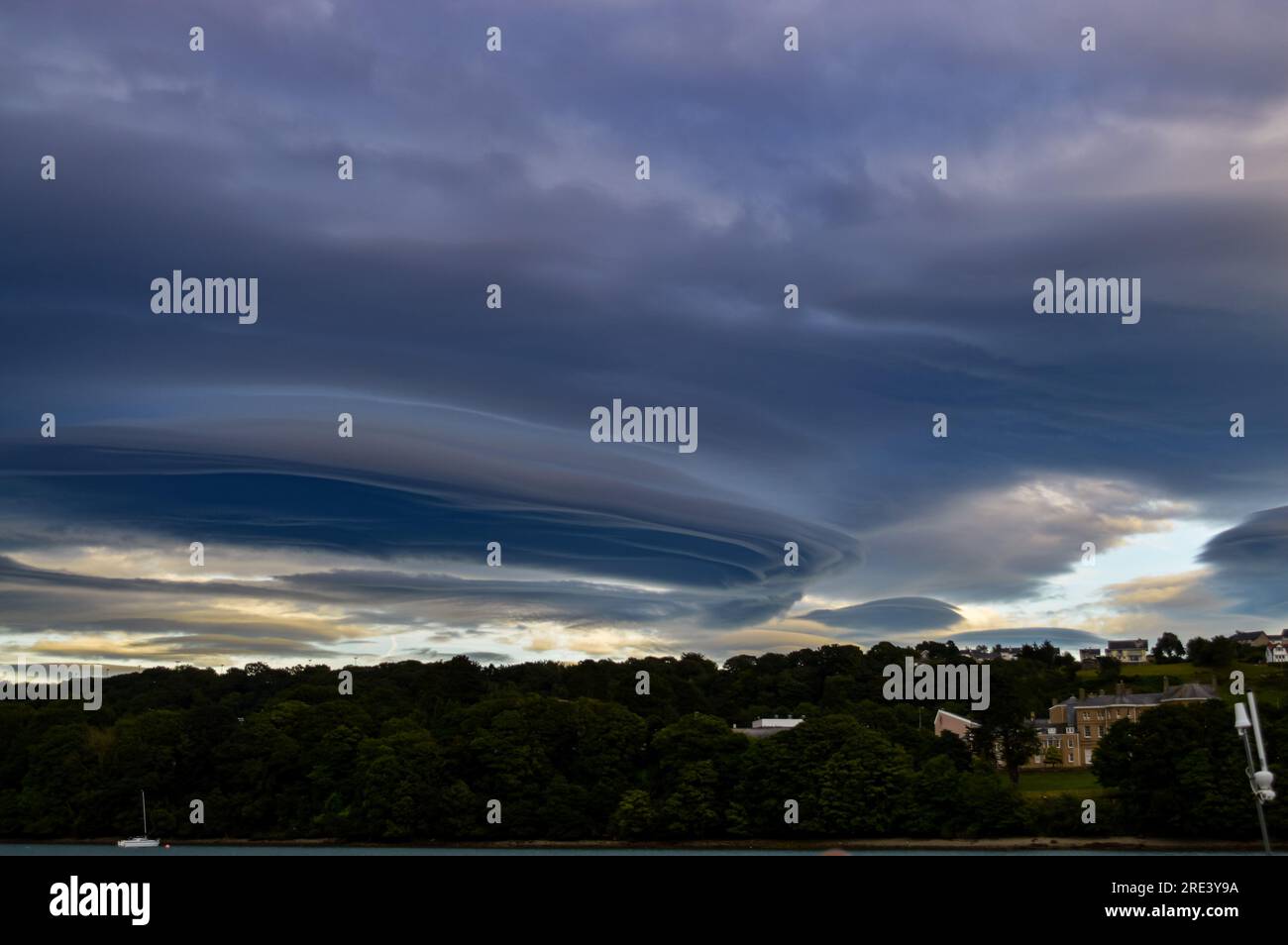 Strange clouds in the sky, Wales, United Kindgom Stock Photo