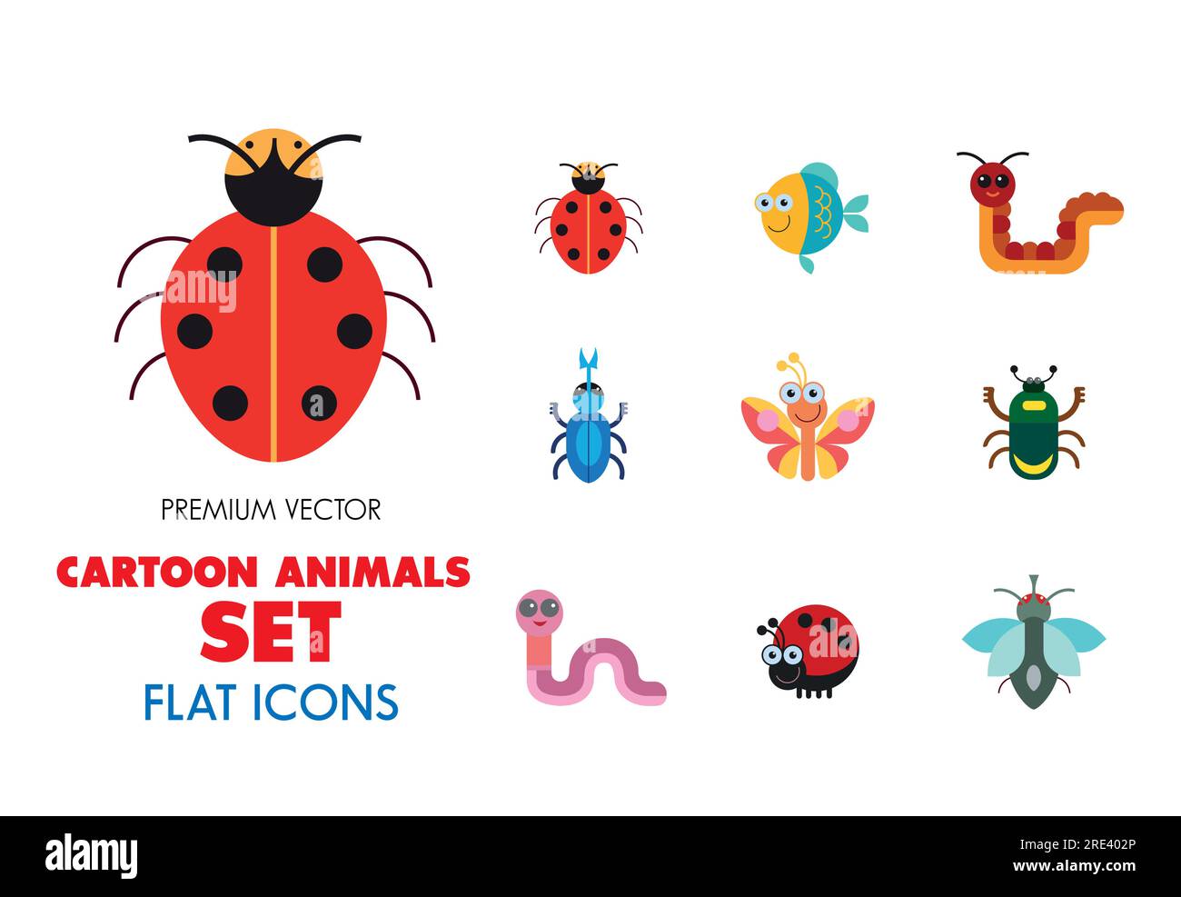 Cartoon animals icons set Stock Vector Image & Art - Alamy