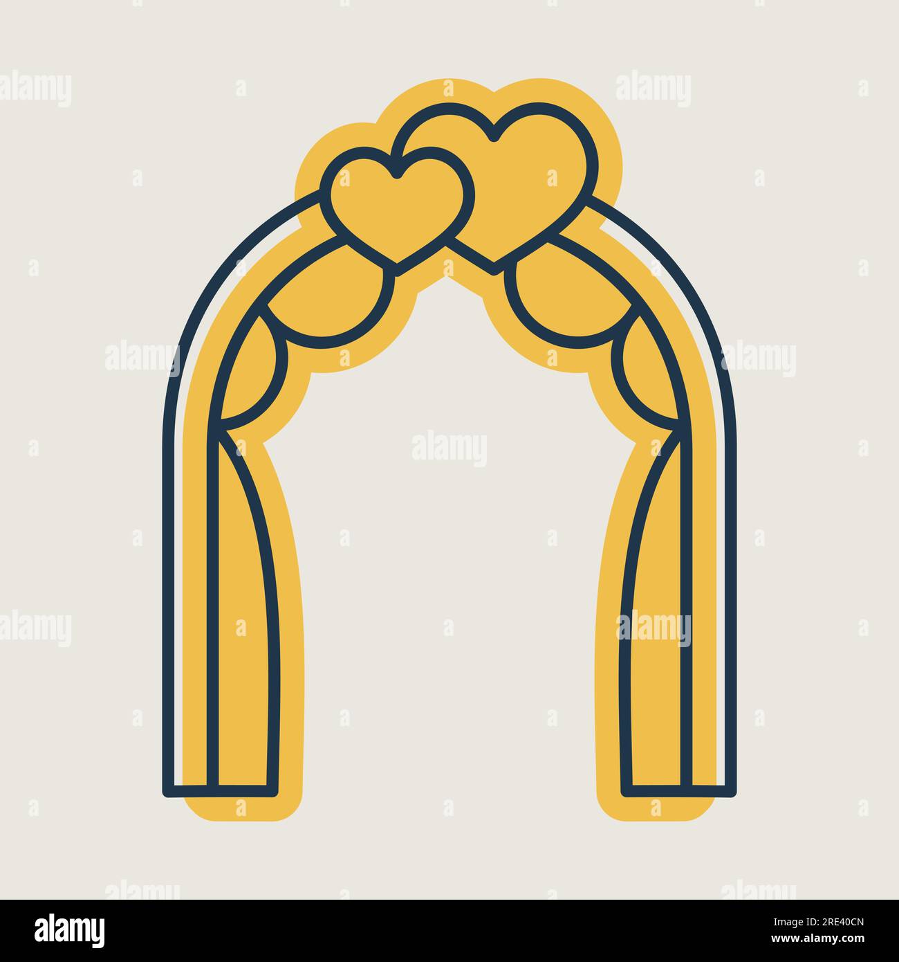 Wedding arch with hearts isolated icon. Vector illustration, romance ...