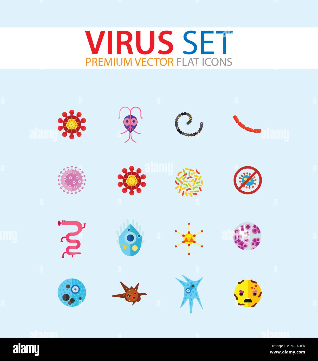 Virus Icons Set Stock Vector
