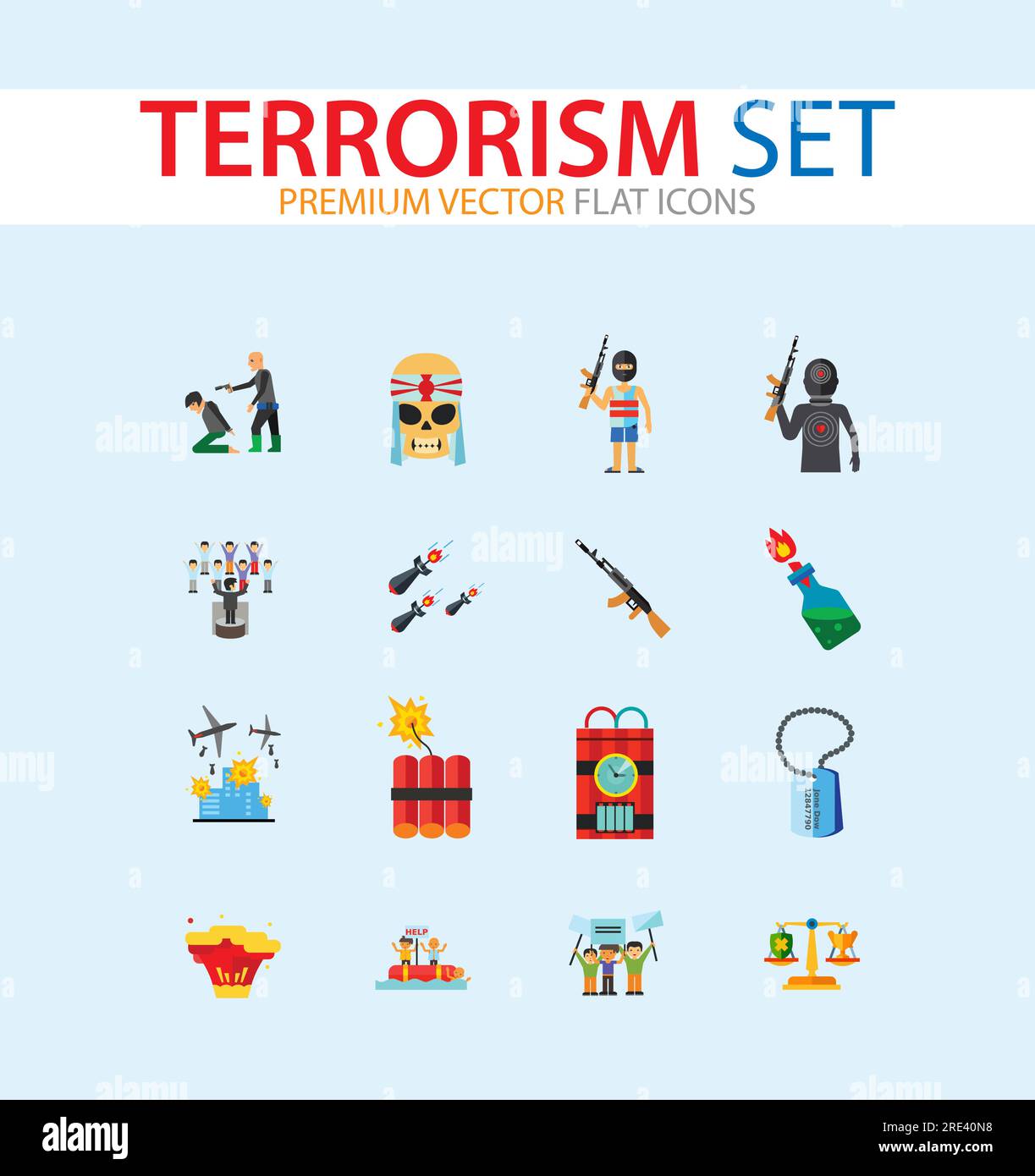 Terrorism Icon Set Stock Vector