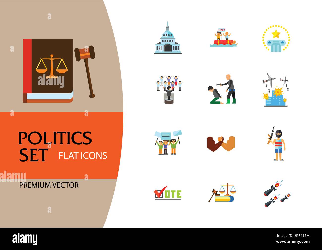Politics Icon Set Stock Vector
