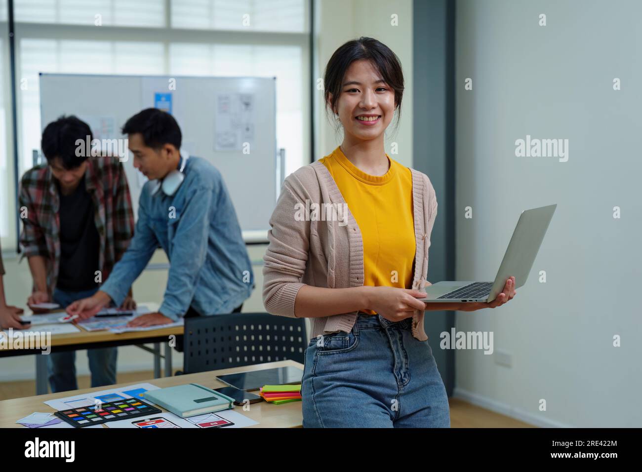 Group of asian creative team programing designers participate in all ...