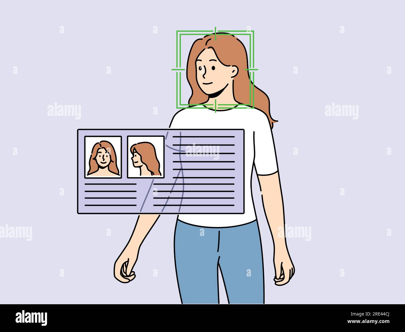 Questionnaire near woman with circled face symbolizes facial