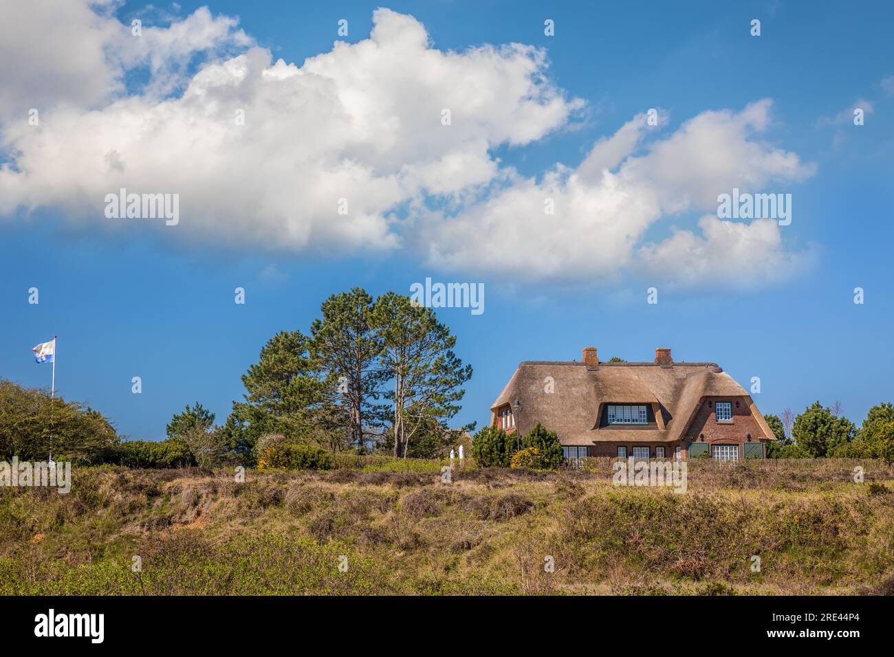 geography / travel, Germany, Schleswig-Holstein, Braderup, thatched court at the Braderup heath, Sylt, ADDITIONAL-RIGHTS-CLEARANCE-INFO-NOT-AVAILABLE Stock Photo