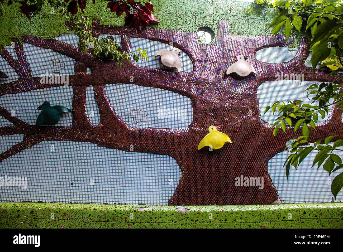 Abstract sculptures and mosaics in Park Lanscape Alley, a charming ...