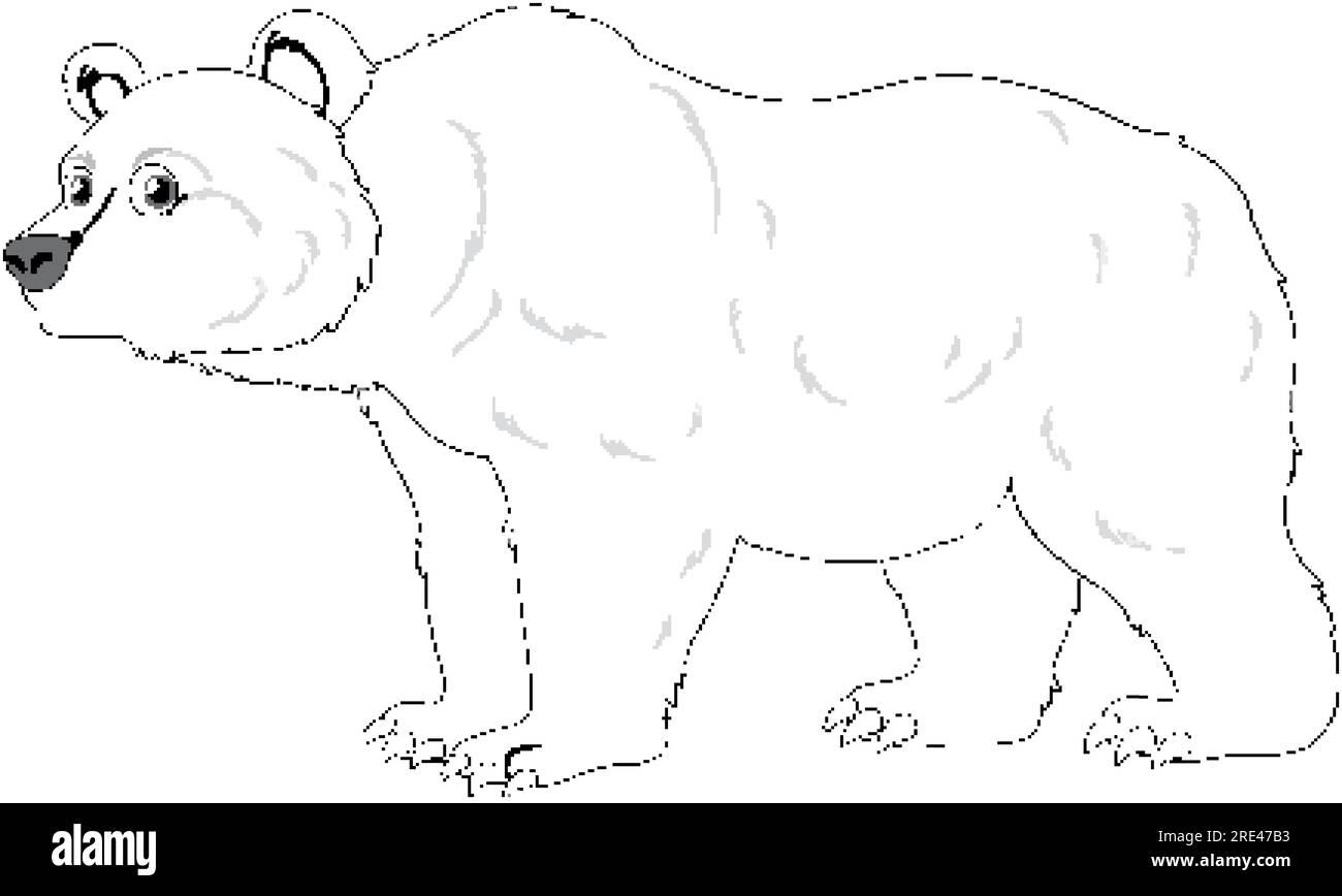 A vector cartoon illustration of a polar bear outline for colouring ...
