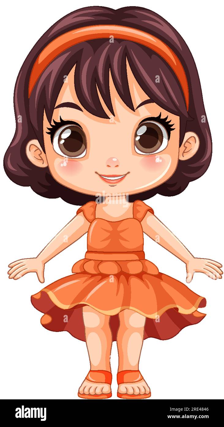 Adorable Girl in Cute Dress Vector illustration Stock Vector Image ...