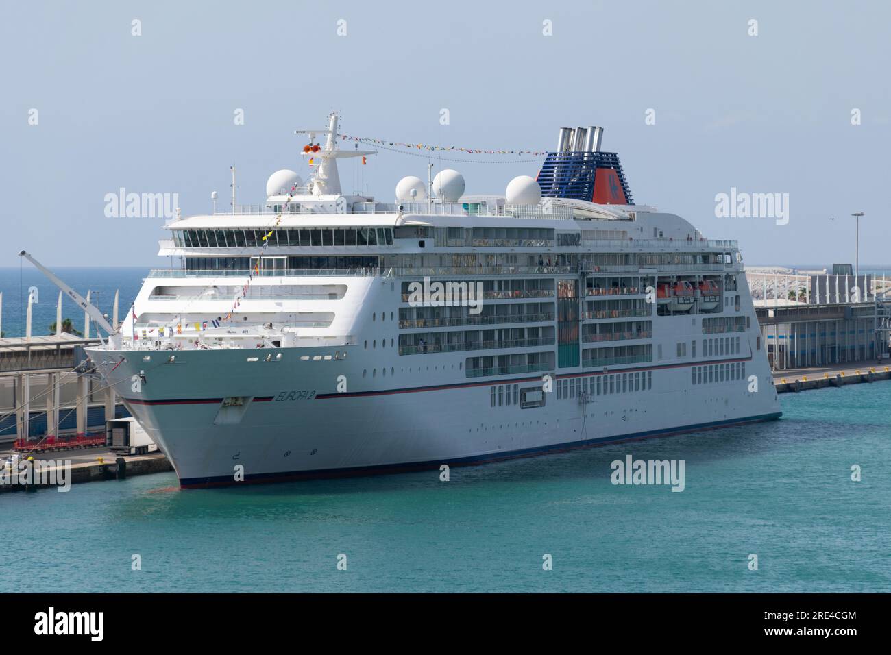 Europa 2 cruise ship of the Hapag-Lloyd Cruises company docked in the port of Barcelona. July 20, 2023. Stock Photo