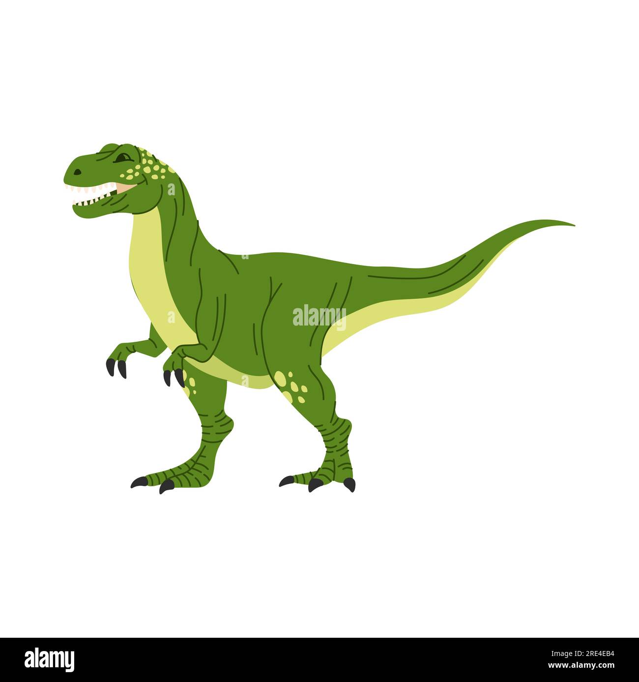 T-rex theropod dino extinct animal, dinosaur isolated green cartoon animal. Vector Tyrannosaurus, tyrant lizard prehistoric reptile Stock Vector