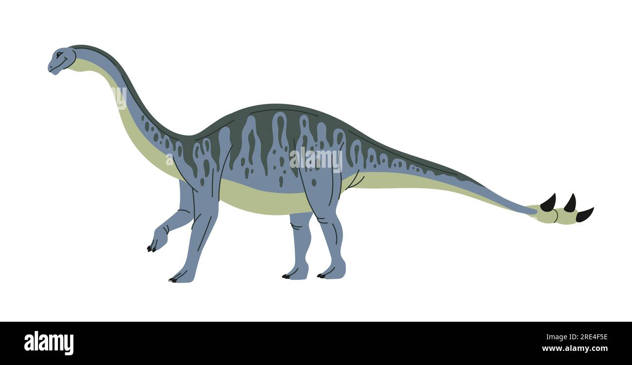 Shunosaurus, sauropod dinosaur with spines on tail. Prehistoric dinosaur ancient animal cartoon character. Vector dino of jurassic period Stock Vector