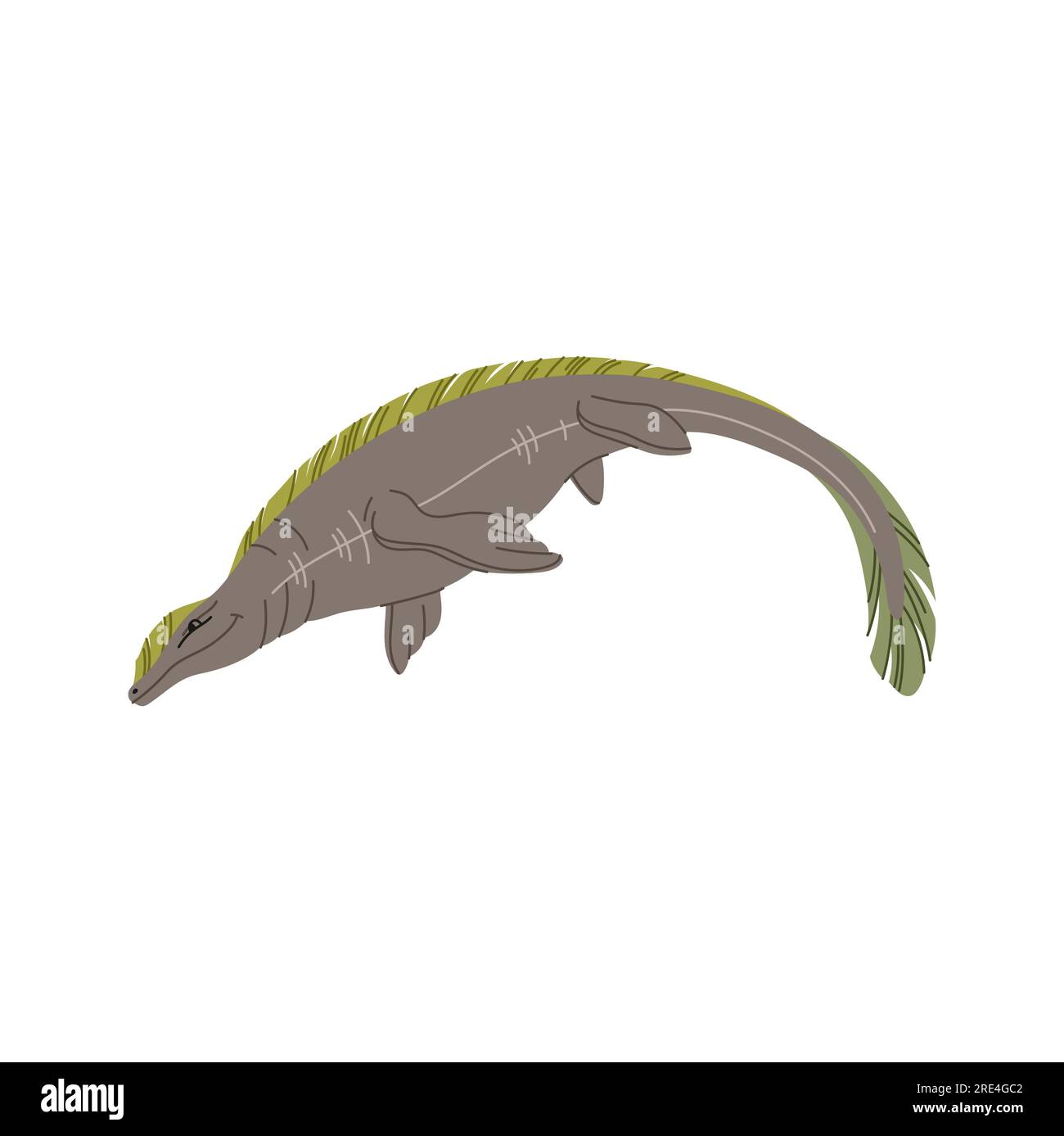 Mosasaurus dinosaur swimming ancient reptile. Amphibian large basal dinosaur cartoon character. Vector swimming dino, carnivores reptile with flippers Stock Vector