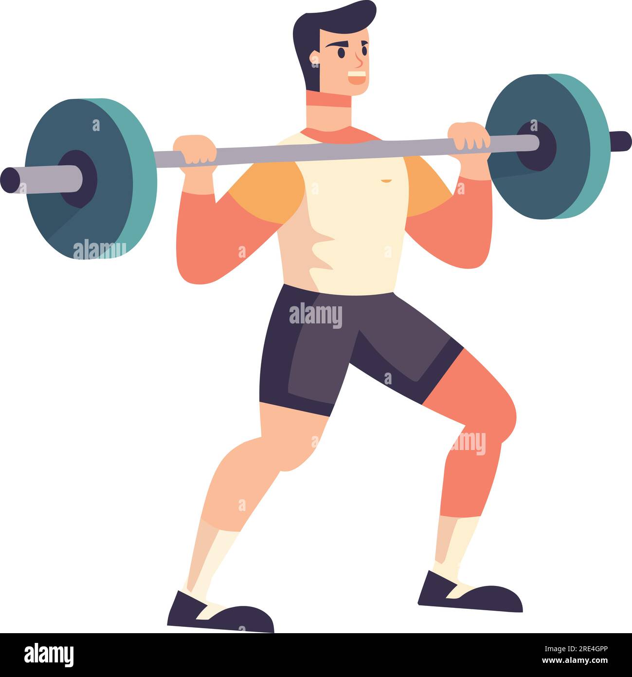 Muscular men lifting weights in gym over white Stock Vector Image &amp; Art ...