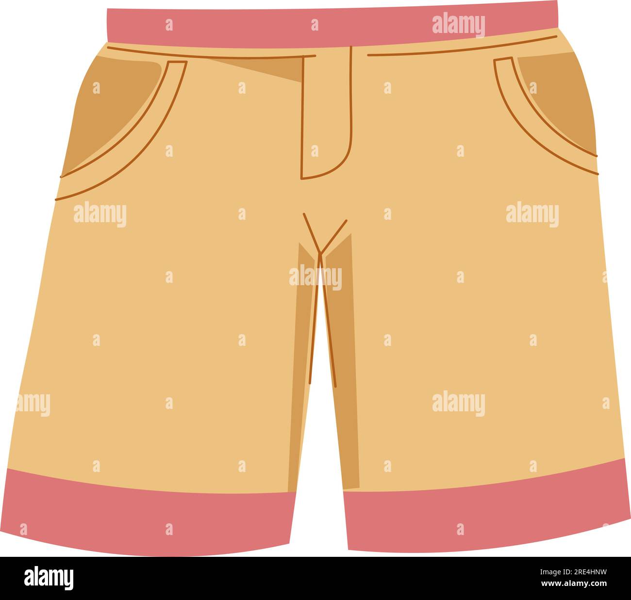 Kids clothing and fashionable models, isolated shorts with pockets. Comfortable sporty outerwear for boys and girls. Modern outfit for outdoors in sum Stock Vector