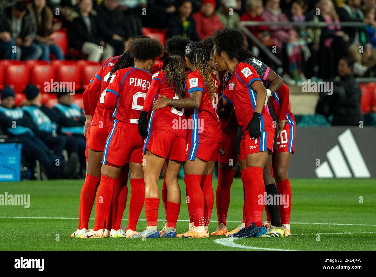 Adelaide, Australia, July 24th 2023: Players of Panama huddle up before