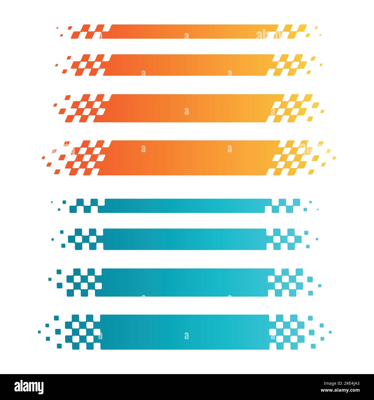 Abstract horizontal race track checkered flag stickers set stock vector