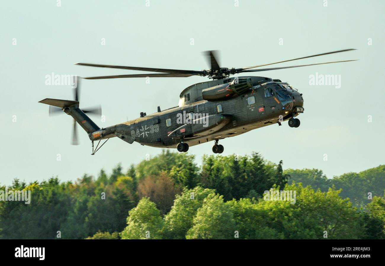 German Air Force, Sikorsky CH-53 Heavy Lift Transport Helicopter at the Royal International Air Tattoo 2023 Stock Photo