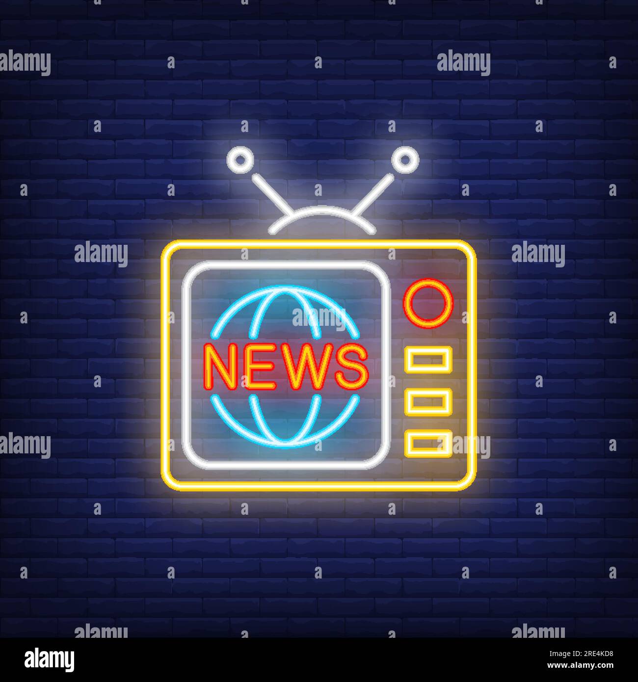 Retro Tv Neon Sign Stock Vector Image And Art Alamy