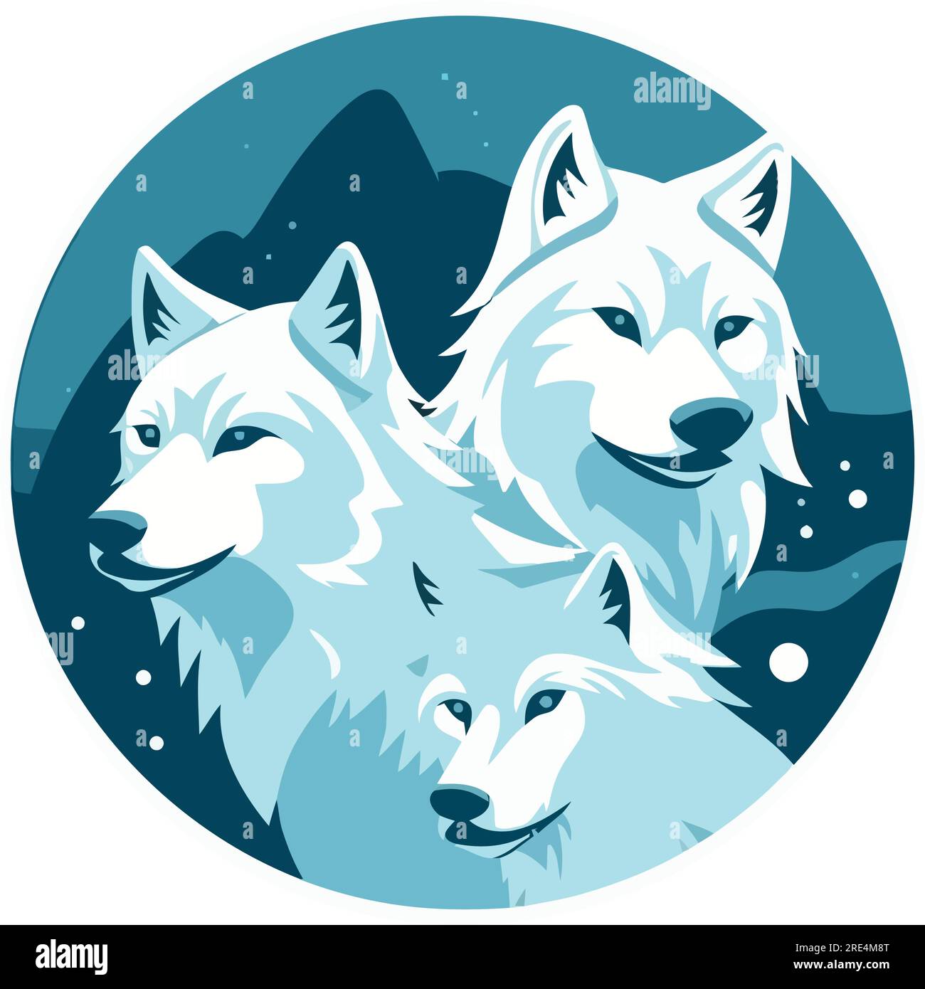 A cheerful wolves howling over white Stock Vector