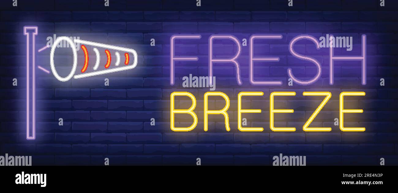 Fresh Breeze Neon Sign. Windsock On Brick Background Stock Vector Image &  Art - Alamy