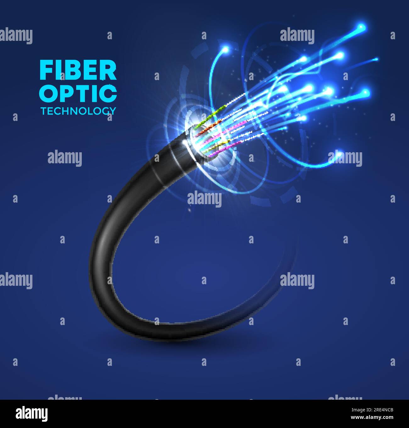 Fiber optic cable technology vector design of network, speed
