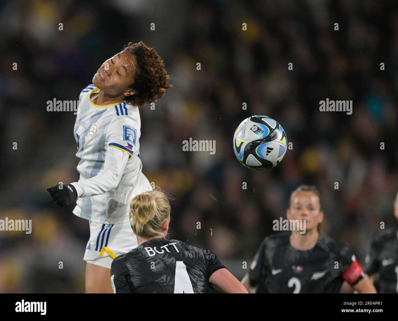 Sarina Isabel Bolden of Philippines Women soccer team seen in action during the FIFA Women's World Cup 2023 match between Philippines and New Zealand at Wellington Regional Stadium. Final score; Philippines 1:0 New Zealand. (Photo by Luis Veniegra / SOPA Images/Sipa USA) Stock Photo