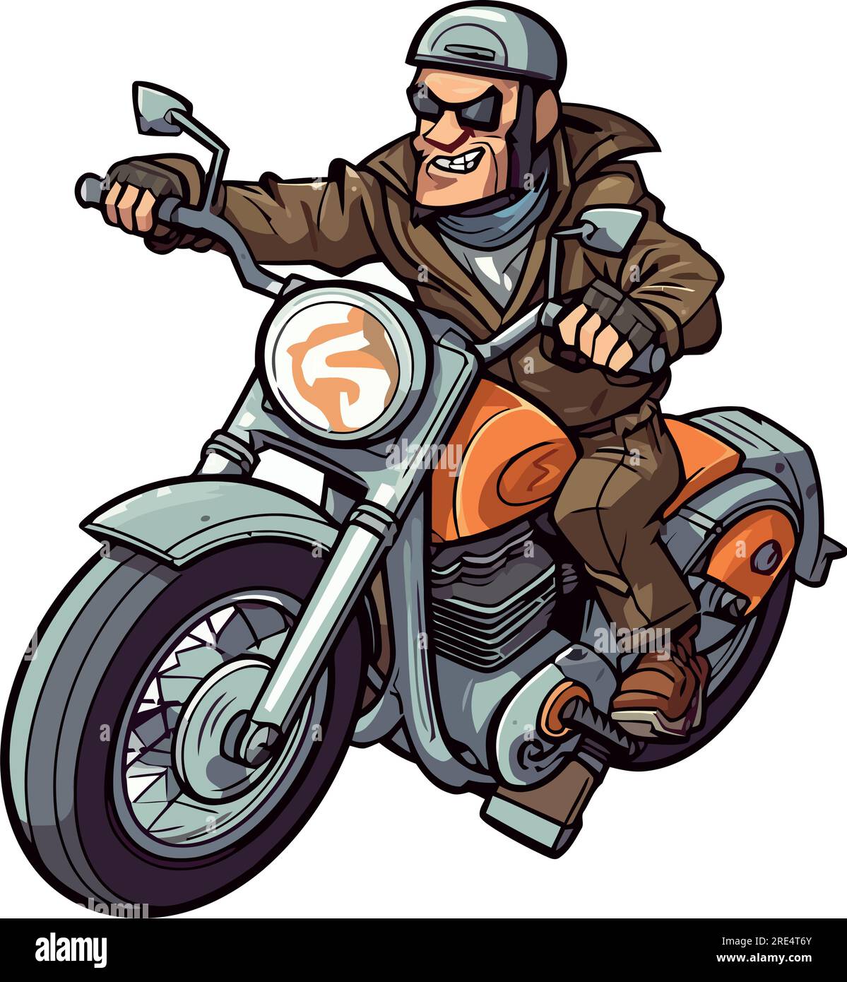Biker driving motorcycle over white Stock Vector Image &amp; Art - Alamy